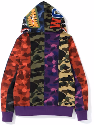 BAPE Mix Camo Crazy Shark Full Zip Hoodie Multicolor Novelship